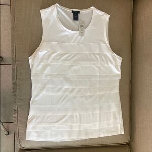 Ann Taylor White Fitted Sleeveless Tank Top